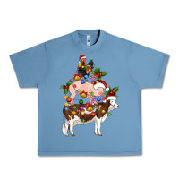 Pebble Blue stacked christmas farm animals Urban Heavy Tee - Artiststas