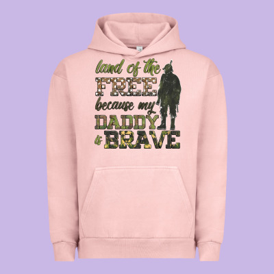 Land Of The Free Because My Daddy Is Brave Urban Hoodie Designed By Hra Design Shop
