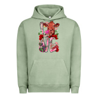 Pigment Oil Green love cow valentine Urban Hoodie - RacoonDesign