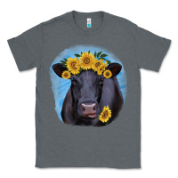 Charcoal Heather Black Angus with Sunflower Classic Tee - Jasminsmagicworld