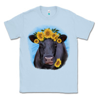 Dusty Blue Black Angus with Sunflower Classic Tee - Jasminsmagicworld