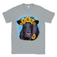 Heather Grey Black Angus with Sunflower Classic Tee - Jasminsmagicworld