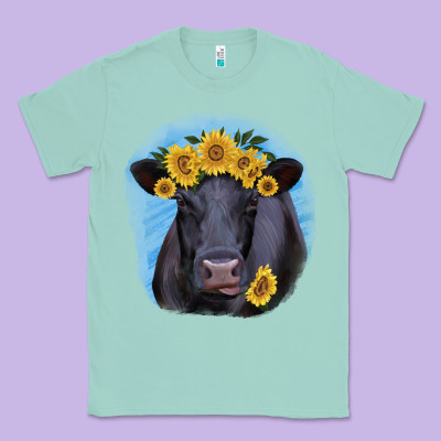 Black Angus With Sunflower Classic Tee Designed By Jasminsmagicworld