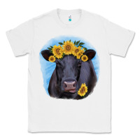 White Black Angus with Sunflower Classic Tee - Jasminsmagicworld