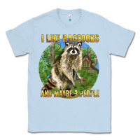 Dusty Blue i like raccoons and 3 people Classic Tee - BarkalooDesign