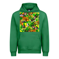 Emerald St. Patrick's Donkey With Shamrock Seamless Urban Hoodie - FaDigitalArtStudio