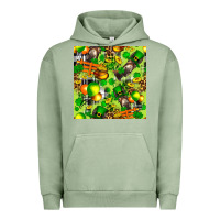 Pigment Oil Green St. Patrick's Donkey With Shamrock Seamless Urban Hoodie - FaDigitalArtStudio