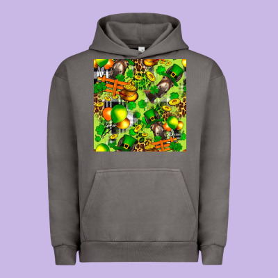 St. Patrick's Donkey With Shamrock Seamless Urban Hoodie Designed By Fadigitalartstudio