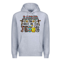 Heather Grey raised on sweet and tea jesus Premium Hoodie - CowhideDigitalArt