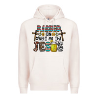 Pale Pink raised on sweet and tea jesus Premium Hoodie - CowhideDigitalArt