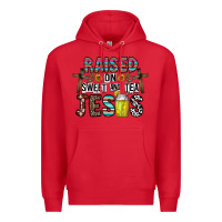 Red raised on sweet and tea jesus Premium Hoodie - CowhideDigitalArt