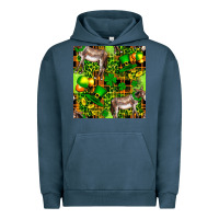 Pigment Midnight Navy St. Patrick's Donkey With Leprechaun Hat Seamless Urban Hoodie - FaDigitalArtStudio