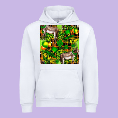 St. Patrick's Donkey With Leprechaun Hat Seamless Urban Hoodie Designed By Fadigitalartstudio