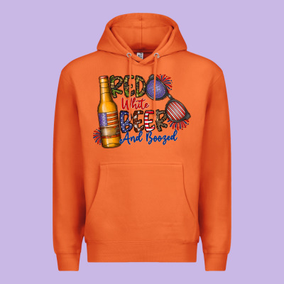 Red White Beer And Boozed Premium Hoodie Designed By Cowhidedigitalart