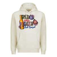 Oatmeal Heather red white beer and boozed Premium Hoodie - CowhideDigitalArt