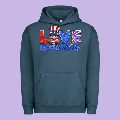 Love America Gnome Urban Hoodie Designed By Hra Design Shop