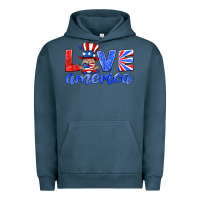 Pigment Midnight Navy love america gnome Urban Hoodie - HRA Design Shop