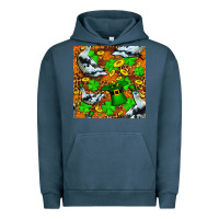Pigment Midnight Navy St patricks  duck with leprechaun hat  seamless Urban Hoodie - FaDigitalArtStudio