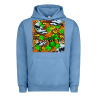 Pigment Pebble Blue St patricks  duck with leprechaun hat  seamless Urban Hoodie - FaDigitalArtStudio