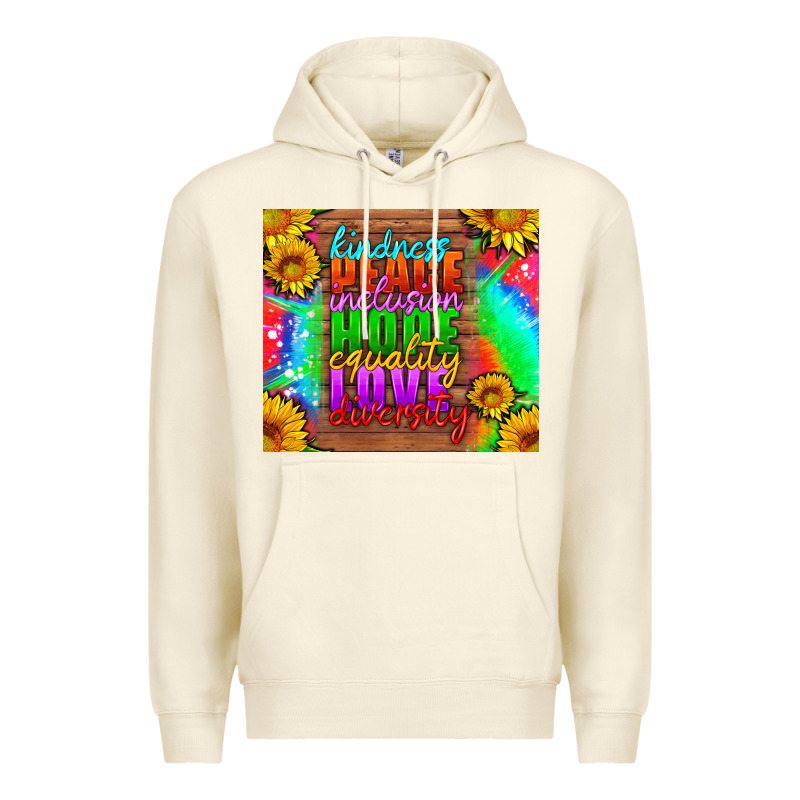 Kindness Peace Inclusion Hope Equality Love Diversity Premium Hoodie by HRA Design Shop | Teevron