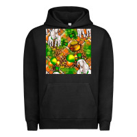 Pigment Black St patricks  goat family with balloons seamless Urban Hoodie - FaDigitalArtStudio