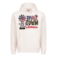 Pale Pink small town america Premium Hoodie - CowhideDigitalArt