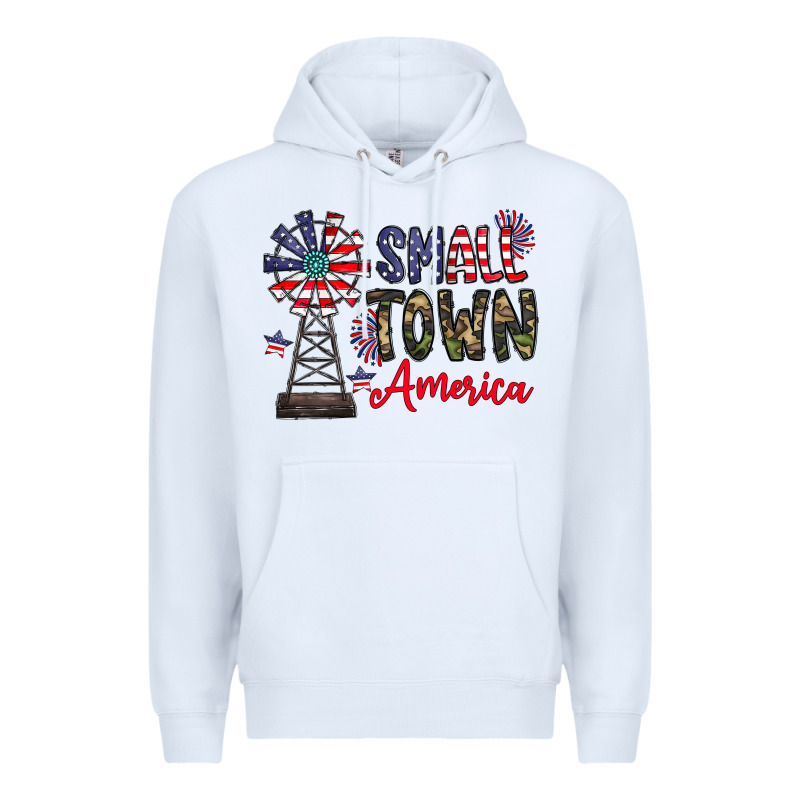 Small Town America Premium Hoodie by CowhideDigitalArt | Teevron