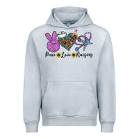 Heather Grey peace love nursing Urban Hoodie - CowhideDigitalArt