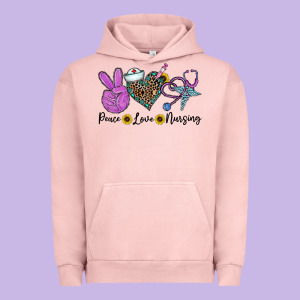 Peace Love Nursing Urban Hoodie Designed By Cowhidedigitalart