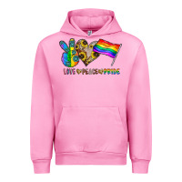 Fuchsia Pink peace love pride Urban Hoodie - CowhideDigitalArt