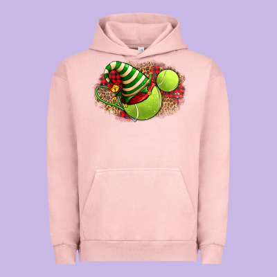 Tennis Christmas With Racket And Hat Urban Hoodie Designed By Fadigitalartstudio