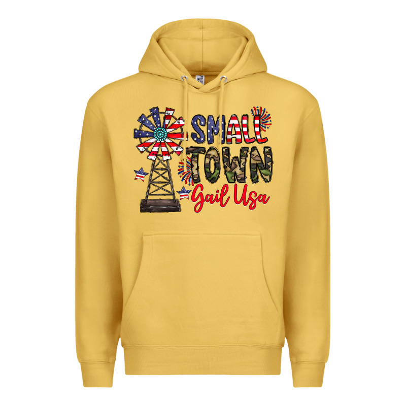 Small Town Gail Usa Premium Hoodie by CowhideDigitalArt | Teevron