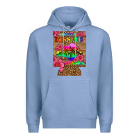 Colony Blue lgbtq kiss me  can cooler Premium Hoodie - HRA Design Shop