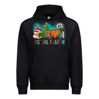 Black Tis The Season Christmas With Basketball And Candy Cane Urban Hoodie - FaDigitalArtStudio