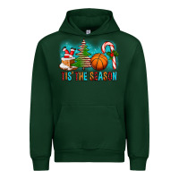 Forest Green Tis The Season Christmas With Basketball And Candy Cane Urban Hoodie - FaDigitalArtStudio