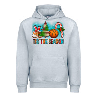 Heather Grey Tis The Season Christmas With Basketball And Candy Cane Urban Hoodie - FaDigitalArtStudio
