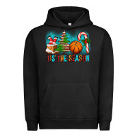 Pigment Black Tis The Season Christmas With Basketball And Candy Cane Urban Hoodie - FaDigitalArtStudio
