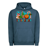 Pigment Midnight Navy Tis The Season Christmas With Basketball And Candy Cane Urban Hoodie - FaDigitalArtStudio