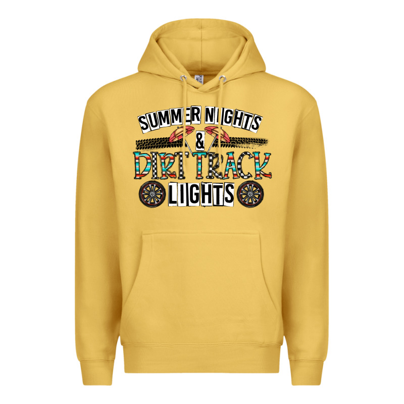 Summer Night & Dirt Track Lights Premium Hoodie by CowhideDigitalArt | Teevron
