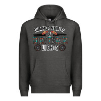 Charcoal Heather summer night & dirt track lights Premium Hoodie - CowhideDigitalArt