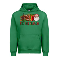 Emerald Tis The Season Christmas With Football And Santa Urban Hoodie - FaDigitalArtStudio