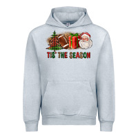 Heather Grey Tis The Season Christmas With Football And Santa Urban Hoodie - FaDigitalArtStudio