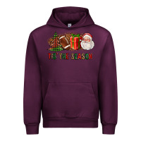 Mauve Wine Tis The Season Christmas With Football And Santa Urban Hoodie - FaDigitalArtStudio