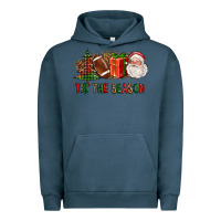 Pigment Midnight Navy Tis The Season Christmas With Football And Santa Urban Hoodie - FaDigitalArtStudio