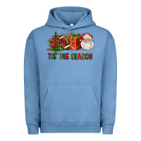 Pigment Pebble Blue Tis The Season Christmas With Football And Santa Urban Hoodie - FaDigitalArtStudio