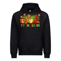 Black Tis The Season Christmas With Softball And Gingerbread Man Urban Hoodie - FaDigitalArtStudio