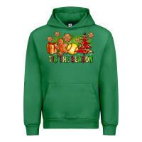 Emerald Tis The Season Christmas With Softball And Gingerbread Man Urban Hoodie - FaDigitalArtStudio