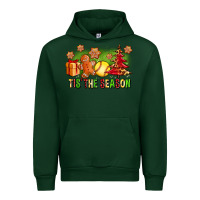 Forest Green Tis The Season Christmas With Softball And Gingerbread Man Urban Hoodie - FaDigitalArtStudio