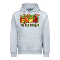 Heather Grey Tis The Season Christmas With Softball And Gingerbread Man Urban Hoodie - FaDigitalArtStudio