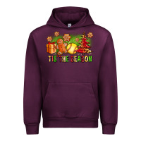 Mauve Wine Tis The Season Christmas With Softball And Gingerbread Man Urban Hoodie - FaDigitalArtStudio